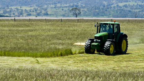 Tractor slashing grass.